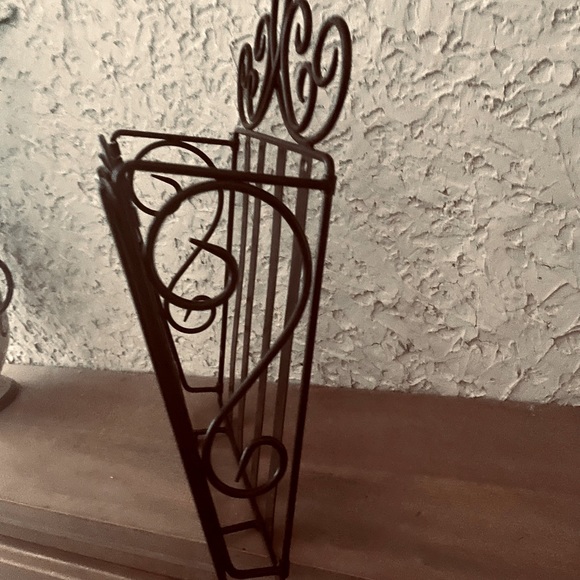 Decorative Large Wrought Iron Wall Mount Slanted Organizer - Picture 2 of 4